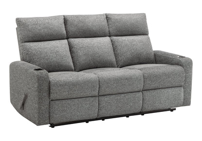 Reclining Sofa, 70" Wide, 3 Seater, Manual Recliner, Dark Grey Fabric, Contemporary