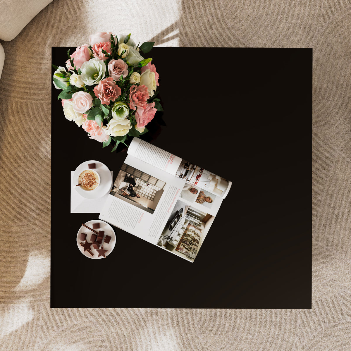 Square Glass Coffee Table in 33.5", Luxurious Geometric Metal Frame, Gold Finish & Lower Shelf