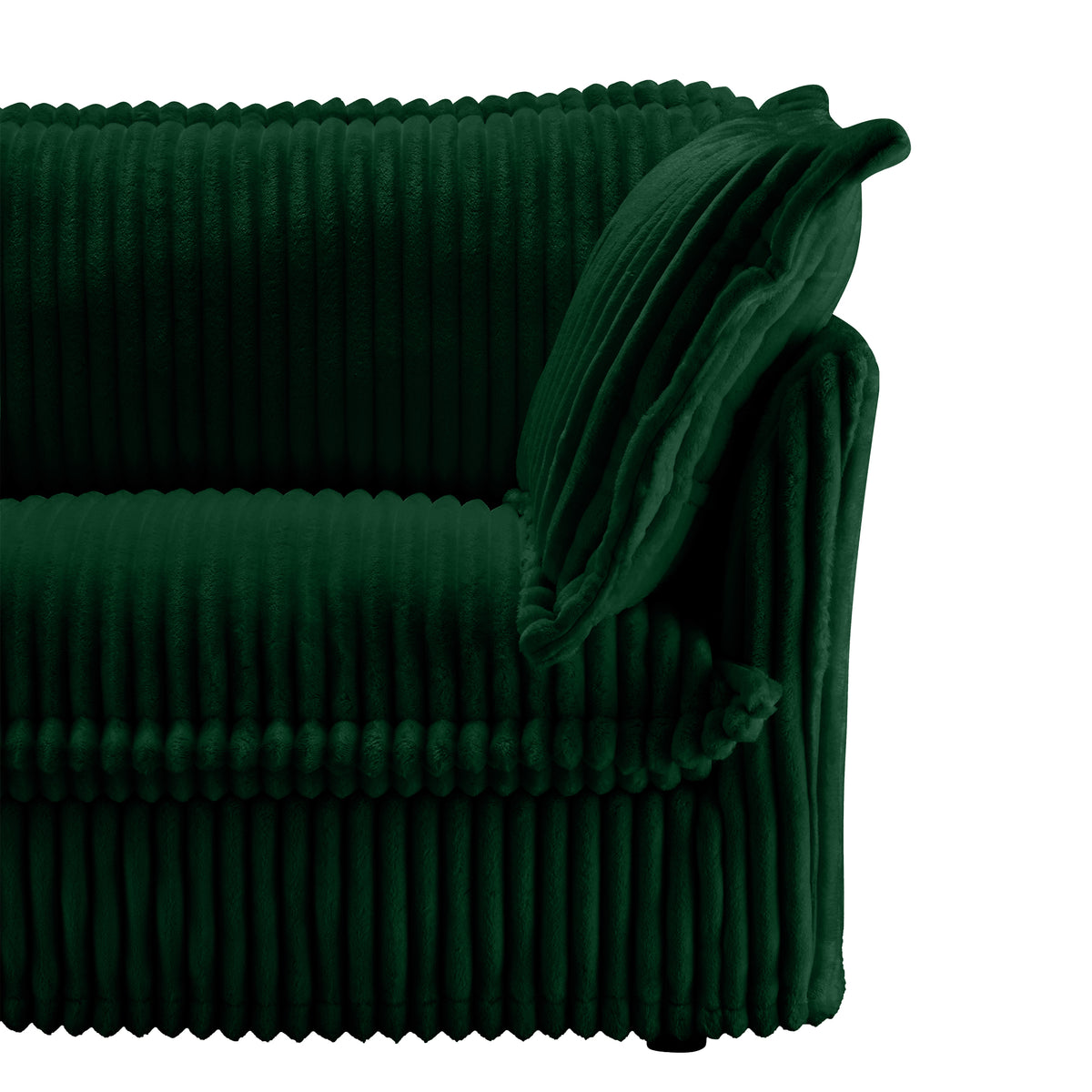 L-Shaped Slipcovered Sectional Sofa Couch, Comfy Deep Seat Cloud Couch with Convertible Ottoman & 2 Big Pillows, Modern Oversized 3 Seater Slipcovered Sofa Set for Living Room Office, Green Corduroy