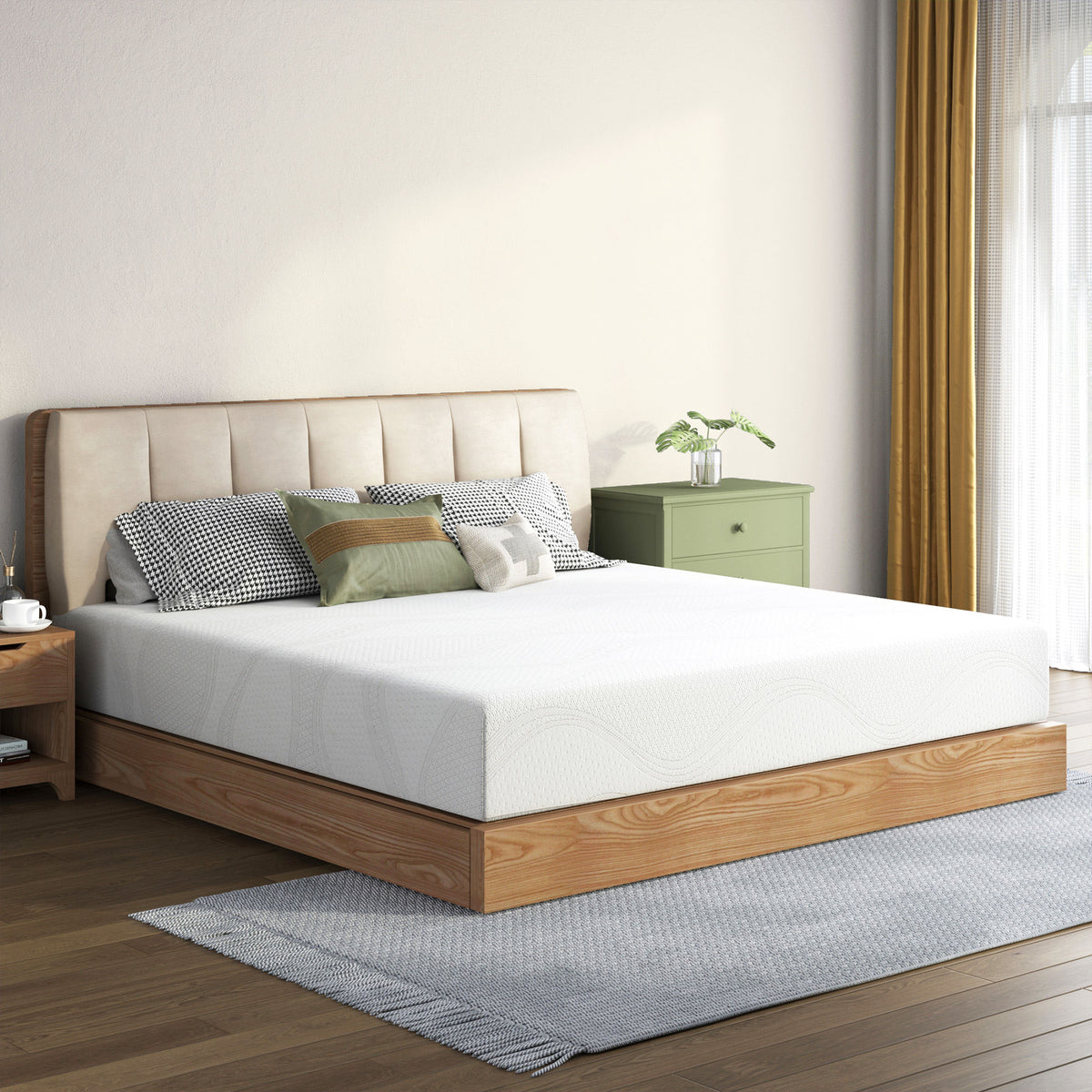 King Size Memory Foam Mattress, 12 Inch Bed Mattress, with Cooling Green Tea Gel, CertiPUR-US Certified, White