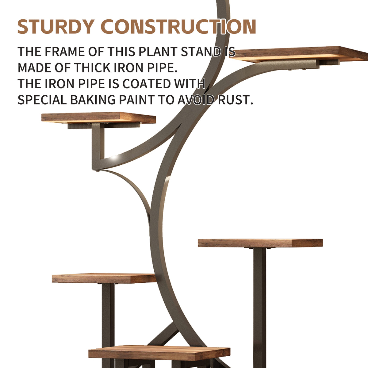 Plant Stand Indoor with Grow Lights - 62" Tall Plant Shelf, Lighted Corner Plant Stands for Indoor Growing, 8 Tiered Large Flower Holder - Walnut Color