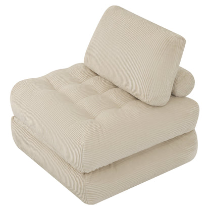 62.9"Corduroy Fabric Beanbag Couch for Living Room, Bedroom & Dorm, Cozy Fluffy Cloud Mini Couch-Corduroy-Camel