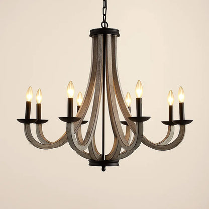 35.04' W 8-Light Matte Black and Withered Vine Metal Chandelier, E12 (Bulb NOT included),
