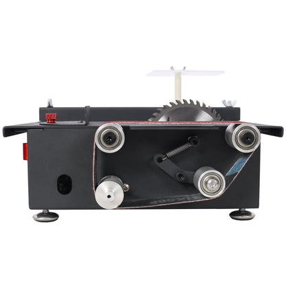 Mini Table Saw, Belt Sander, 4pcs Blades, 10pcs Sanding Blet, 7 Gear Adjustable 0-90° Angle, Available for Wood/PCB/Acrylic/Plastic