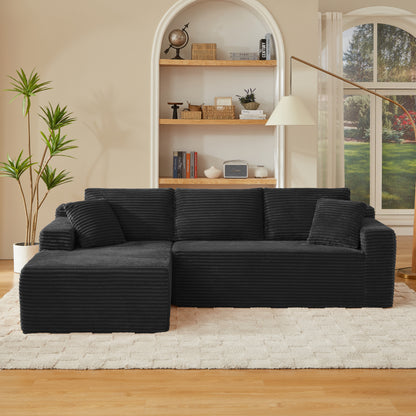 L-Shaped Cloud Sectional Sofa with Deep Seat,No Assembly Required,Modular Couches Sleeper for Living Room,Bedroom,Apartment,Black