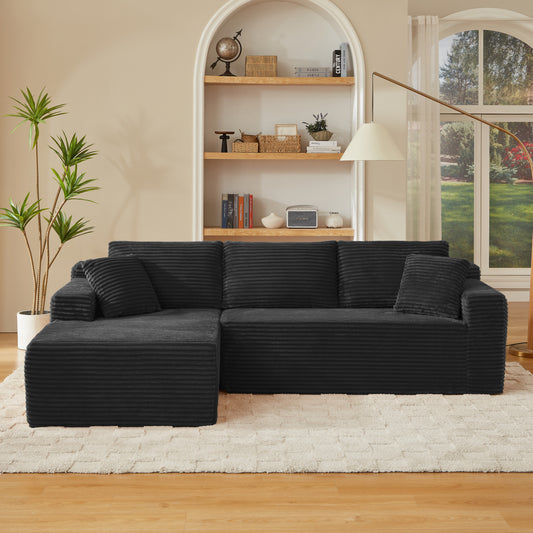 L-Shaped Cloud Sectional Sofa with Deep Seat,No Assembly Required,Modular Couches Sleeper for Living Room,Bedroom,Apartment,Black