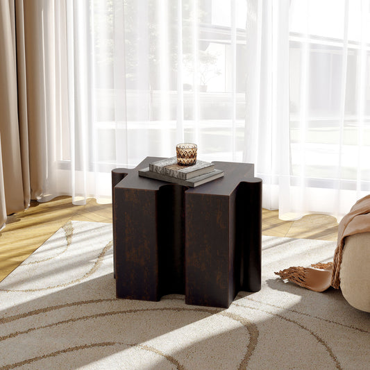 Puzzle Art Side Table, Modular Concave Edge MGO Table - Buy Singles or Combine for Custom Layouts, Indoor & Outdoor,Antique Copper Color