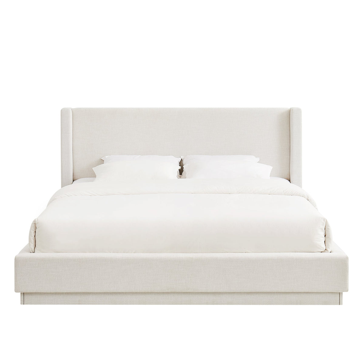 Noir Modern Upholstered Platform Bed Frame with Wingback Headboard/Full Fabric Wrapped Base/Seamless Side Panel Design/Extra Wide Padded Rails/No Box Spring Needed/1000 lbs Support/King