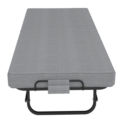 75" Folding Bed with Memory Foam Mattress, 4 Lockable Wheels Portable & Space Saving, Reinforced Steel Frame Quietly Supports 450 lbs, Folds Upright – Essential for Small Apartments & Guest Rooms