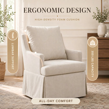 Upholstered Dining Chairs Set of 1, Modern Kitchen Chair Dining Room Chair with 4 Casters, Linen Armchair for Bedroom Reading Room Living Room, Beige