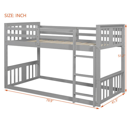 Twin Over Twin Bunk Bed with Ladder, Gray (Old SKU:N708P242163E)