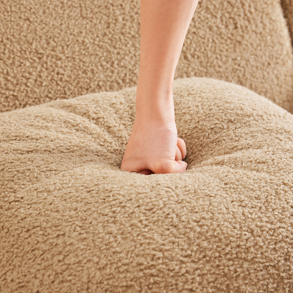 Armless Sofa W/Pillow Teddy Fabric-Camel