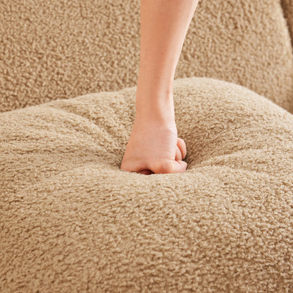 Armless Sofa W/Pillow Teddy Fabric-Camel