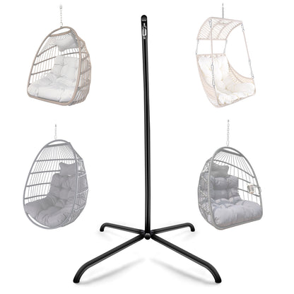 350lbs Heavy-Duty Hammock Chair C-Stand, Rustproof Powder Coated Steel Swing Stand,Stable X-Base Support Frame,Easy Assembly Portable Universal Indoor Outdoor Stand ,Patio, Balcony, Garden(Stand Only)