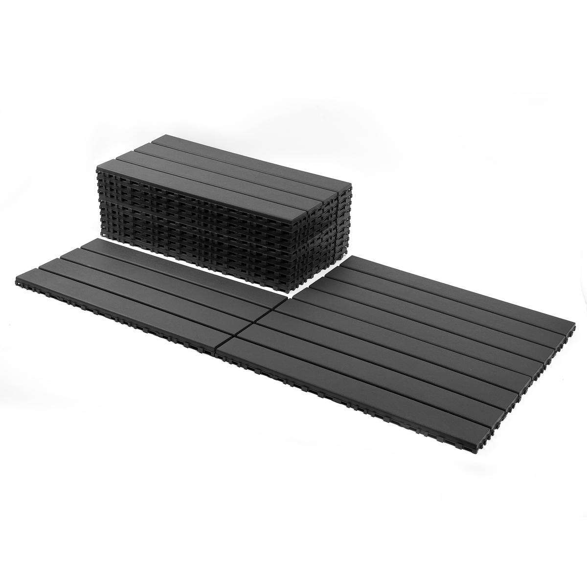 22 pieces of dark gray outdoor terrace deck tiles, DIY interlocking decking floor tiles, easy to install patio tiles, suitable for indoor and outdoor balcony backyard poolside DARK GRAY