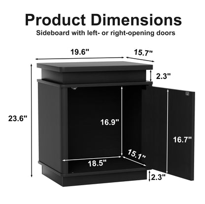 Two-piece nightstand set with arched recesses, storage cabinets with LED lighting, ample storage space, and magnetic push-to-open doors; suitable for bedrooms, living rooms, and offices; Black