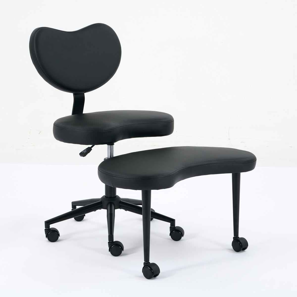 Meditation Chair Plus, Cross Legged Chair with Wheels, ADHD Chair, Criss Cross Desk Chair with Lumbar Support and Adjustable Stool – Black