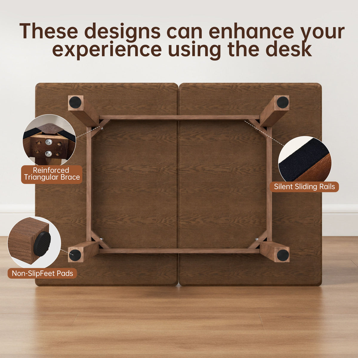 51.2" Solid Wood Folding Dining Table, Rotating Drop Leaf Design with Walnut Finish, Space-Saving Kitchen Table for 4-6 People, Farmhouse Style for Small Apartments, Easy Assembly
