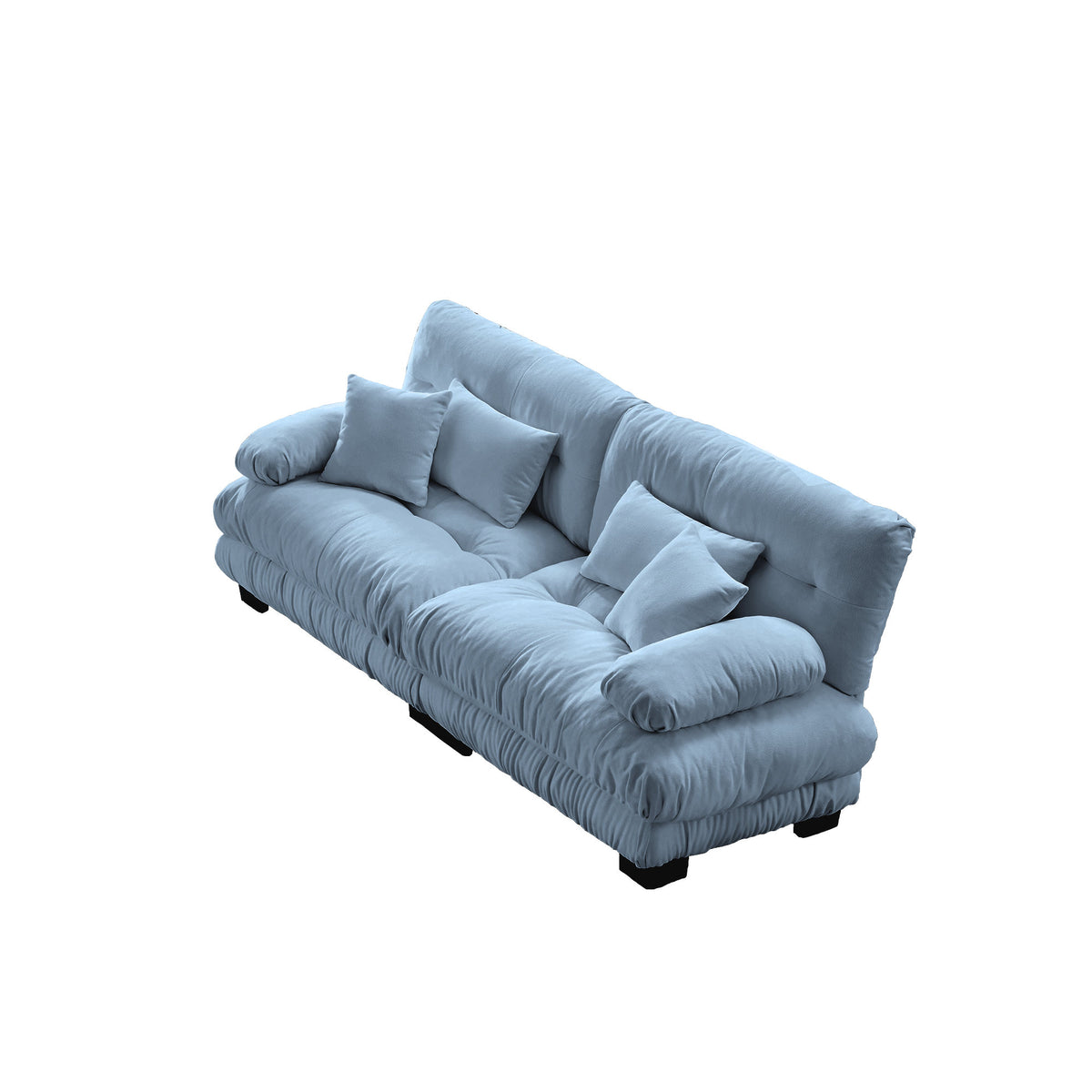 Cloud Couch 2 Seater Sofa, Chenille 2 - Seat sofa with 2 Lumbar pillows and 2 throw pillows, Chenille Blue