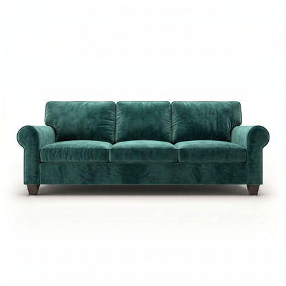 Augusta Sofa – Made in USA, Custom Fabric Options, Classic Sofa Wholesale Furniture - Velvet Antique Kelly Green - Velvet