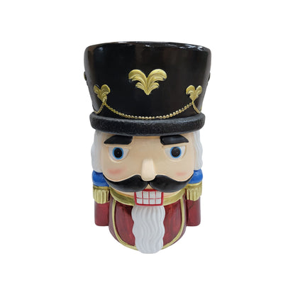 19'' Classic Nutcracker Soldier Stool, Retro Christmas Character Side Table Decor, Indoor & Outdoor Creative Figurine Seat for Patio, Garden, Living Room Home Decor
