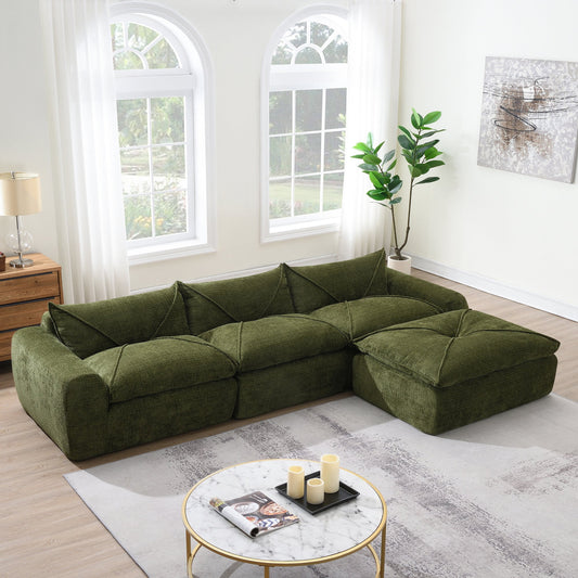 [VIDEO]116'' Fully Compressed Sofa with High Density Foam, Integrated Backrest&Seat Cushion, Decorative Edging – Green