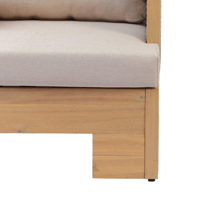 Acacia wood and rattan-woven armrests outdoor club chair with a deep seat and soft cushion, suitable for gardens, backyards, porches, and balconies,Set 2(Light Teak+Light Brown Wicker+Beige Cushion).