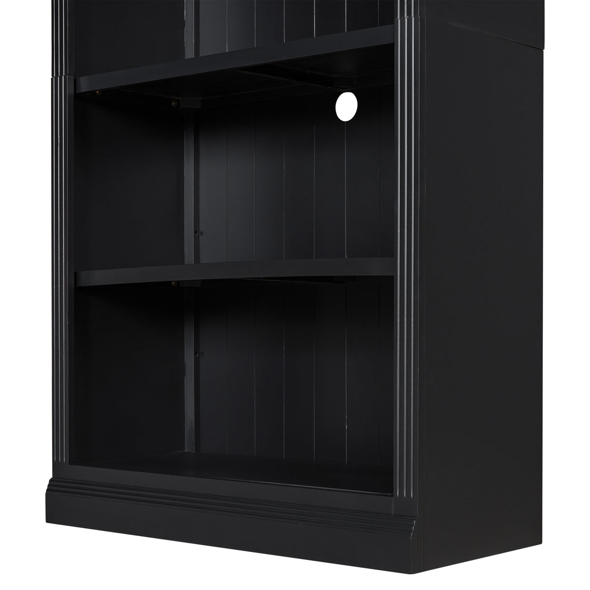 83.4' Tall Wood Bookcase with light strip,5-Tier Decor Bookshelves with Adjustable Shelves,Storage Organizer for CDs/Books/Movies,Free Standing Storage Shelves for Living Room,Home Office,Black