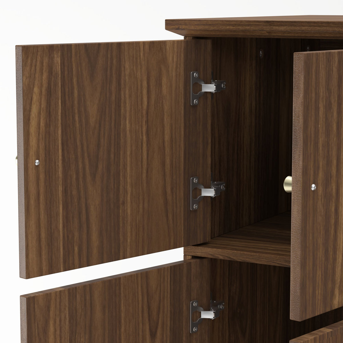 70.87"Tall 8-Door Large Capacity Armoire Wardrobe Closet with Hanging Rod, Adjustable Shelves and Rattan Decorative Doors, Clothing Storage Cabinet for Bedroom, walk-in closet, Living Room, Walnut
