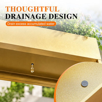 3‑Pack Pre‑Assembled Gold Metal Elevated Planter Stand with Non‑Woven Liner, UV‑Resistant Rectangular Raised Herb Flower Planter Box for Patio Balcony Indoor Outdoor