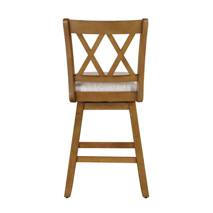 24in Brookline XX-Back Swivel Barstool - Oak