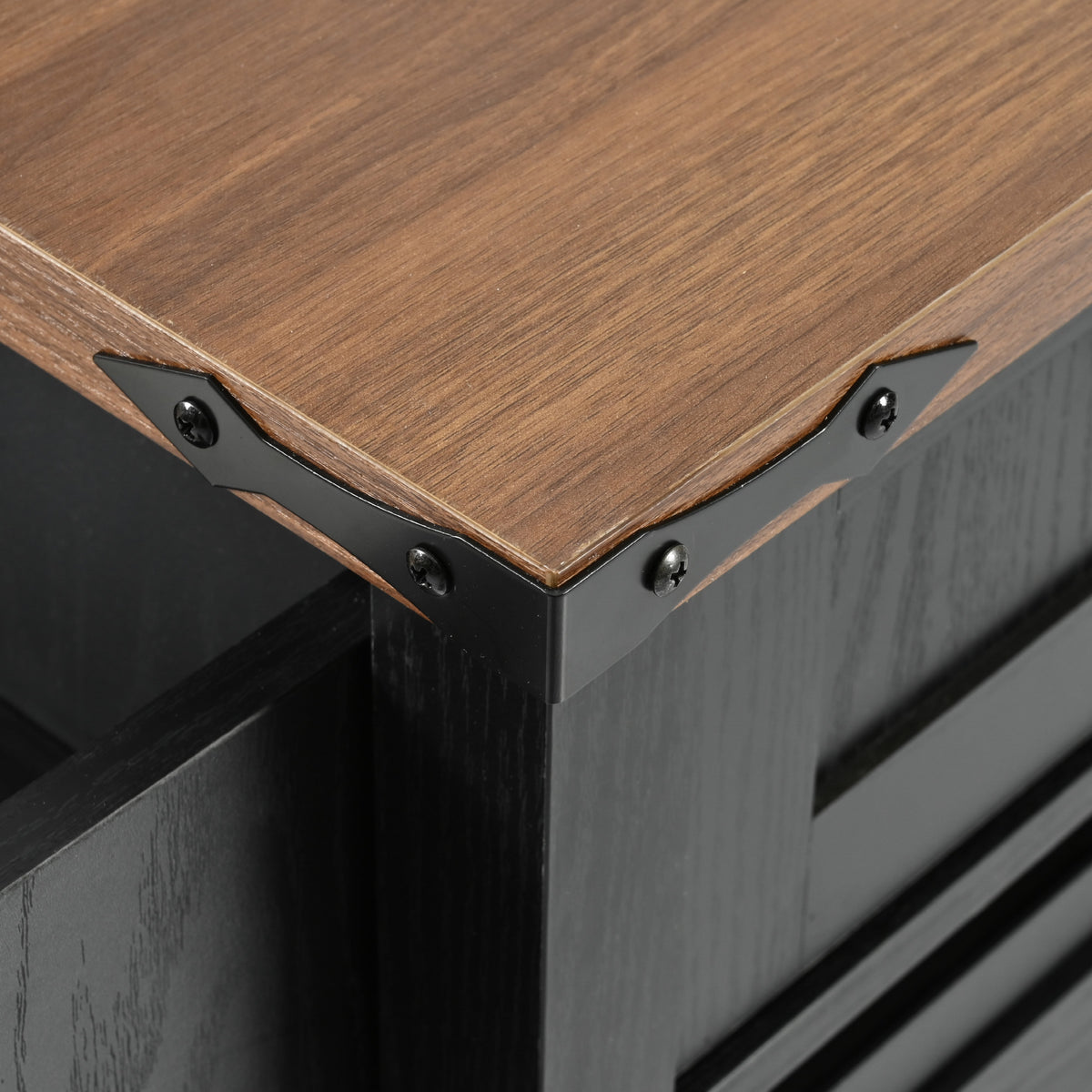K&K 53.7" Farmhouse Kitchen Island with Power Outlet, 2 Sliding Barn Door Kitchen Storage Island with Drop Leaf – Black