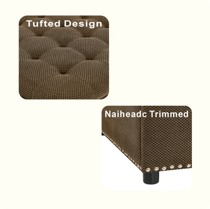 Storage Ottoman, Tufted Footstool, Nailhead Trim Ottoman, Square Storage Ottoman, Upholstered Coffee Table, Bedroom Storage, Living Room Accent, Dark brown Ottoman, Small Space Furniture, Home Decor.