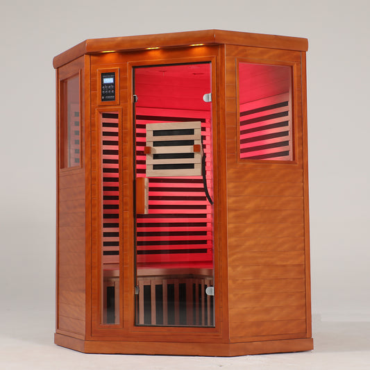 Two persons Far infrared corner sauna room Low EMF red sauna therapy