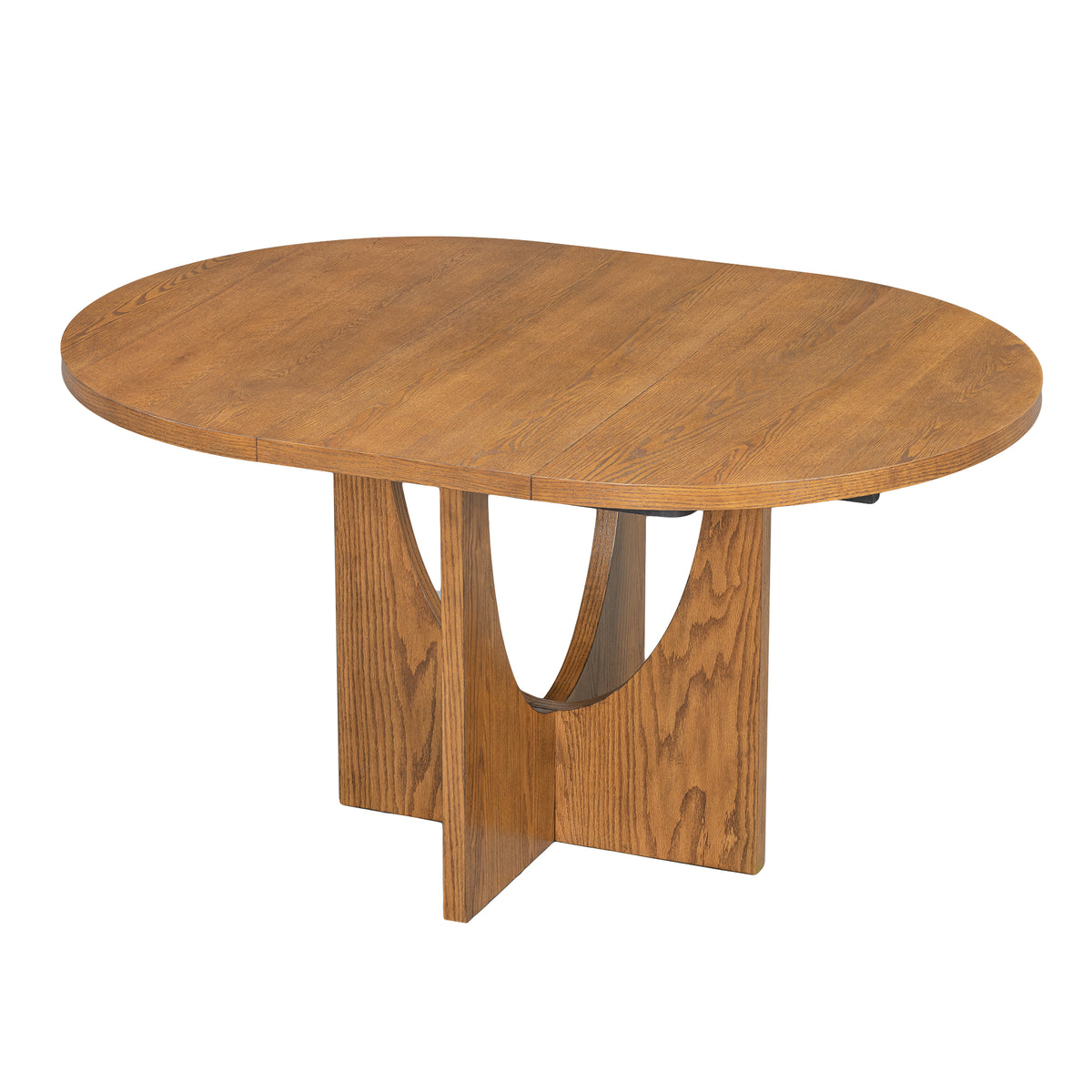 TOPMAX Modern 5-Piece Extendable Round Dining Table Set with 16.2inch Removable Leaf for Small Places, Walnut