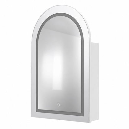 Arched LED Bathroom Cabinet, Wall Mounted Bathroom Mirror Cabinet with Storage, Touch Control Lighted Vanity Mirror Cabinet for Bathroom