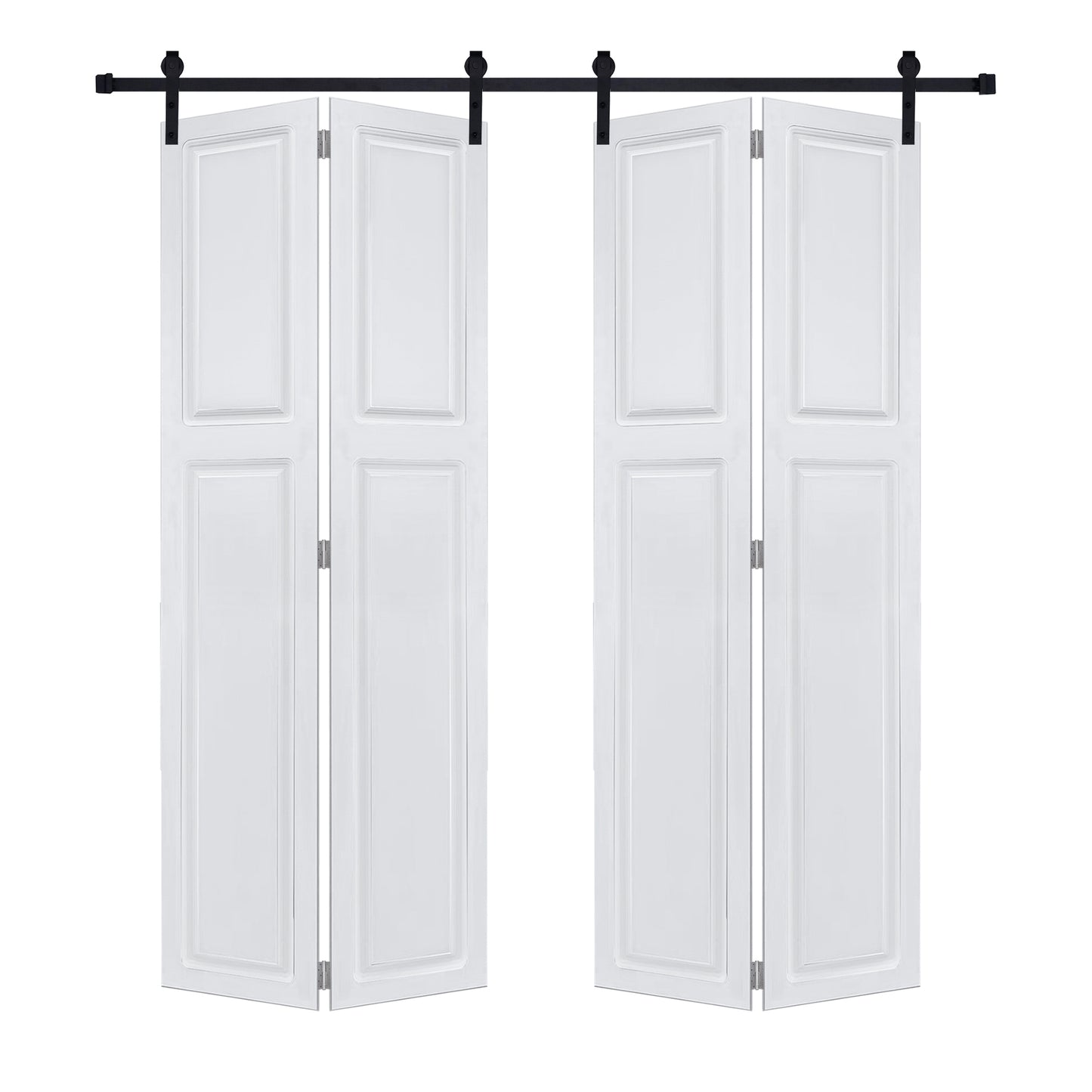 Dual 2Panel Cottagestyle bi-fold  door 3/4' thick 24 in. x 80 in. MDF White Barn Sliding Door With Hardware kit