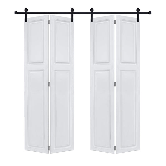 Dual 2Panel Cottagestyle bi-fold  door 3/4' thick 24 in. x 80 in. MDF White Barn Sliding Door With Hardware kit