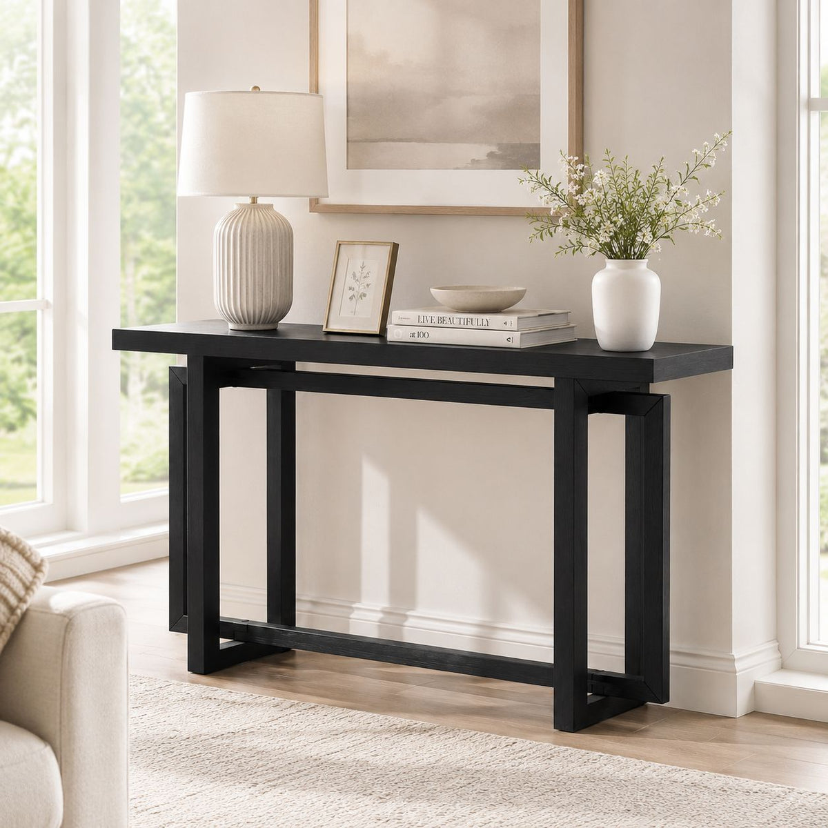 59' Narrow Console Table - MDF Entryway Sofa Table for Hallway, Living Room, Foyer with Space-Saving Design