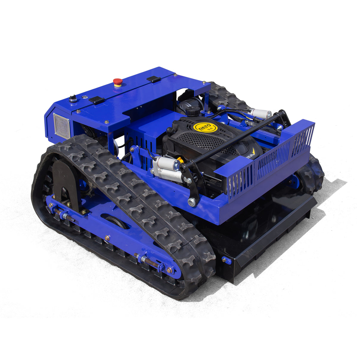 DeepKron R55C Remote Control Crawler Lawn Mower with 9HP 225cc RATO Gas Engine, 22-in Cutting Width, 45° Slope, Electric Start, Blue