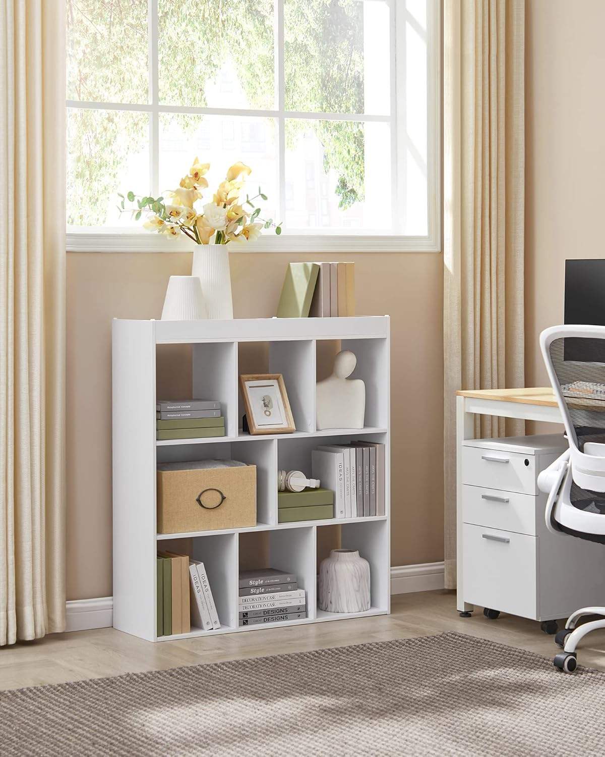 Eight layer simple household white bookshelf