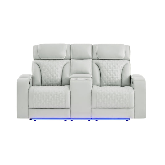 JULIAN SILVER PWR CON REC LOVESEAT WITH PHR, LED & SPEAKER