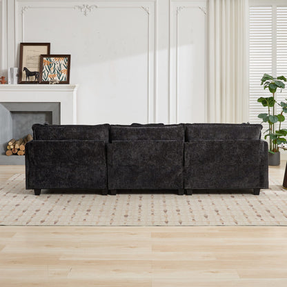 Cloud Sofa 3 Seats (Ottoman is not included), Modern Sectional Couch, Comfy Double Layer Upholstered Seat Cushion – Black