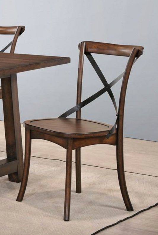 Kaelyn Dark Oak & Black Metal Finish Side Chair (Set of 2)