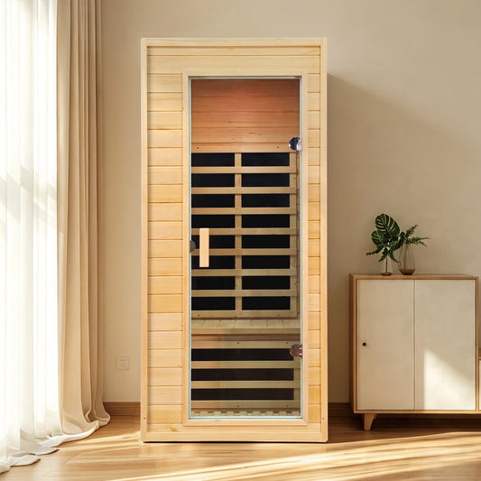 Hemlock wood one-person Far infrared and red-light/ Roof embedded indoor sauna room
