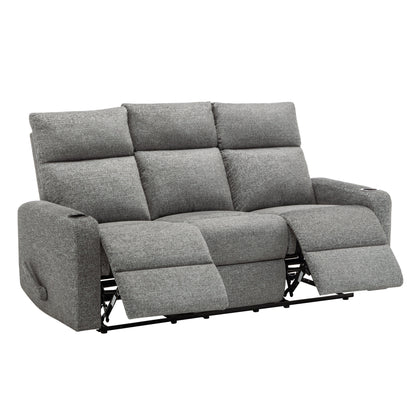 Reclining Sofa, 70" Wide, 3 Seater, Manual Recliner, Dark Grey Fabric, Contemporary