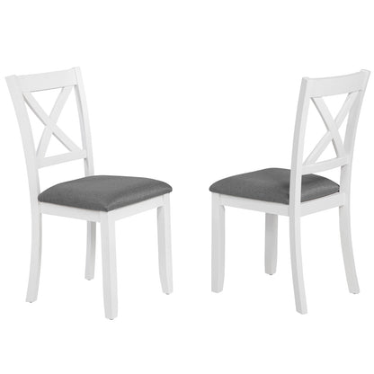 Modern 6-Piece Dining Table Set with Bench and Chairs for Dining Room or Kitchen - Grey & White Two-Tone