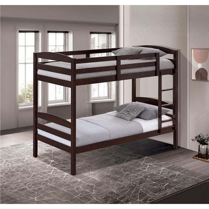 Twin Over Twin Transitional Bunk Bed Arch Design Espresso Finish