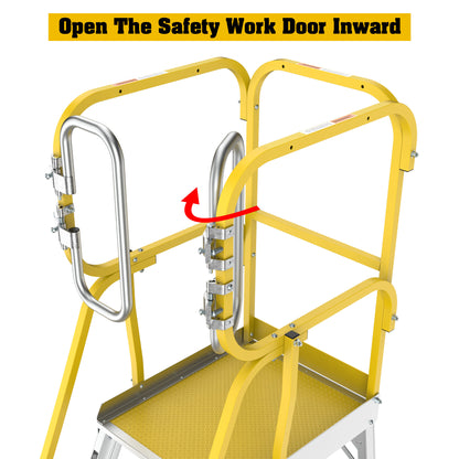 5 Step 375lbs Aluminum Rolling Platform Ladder