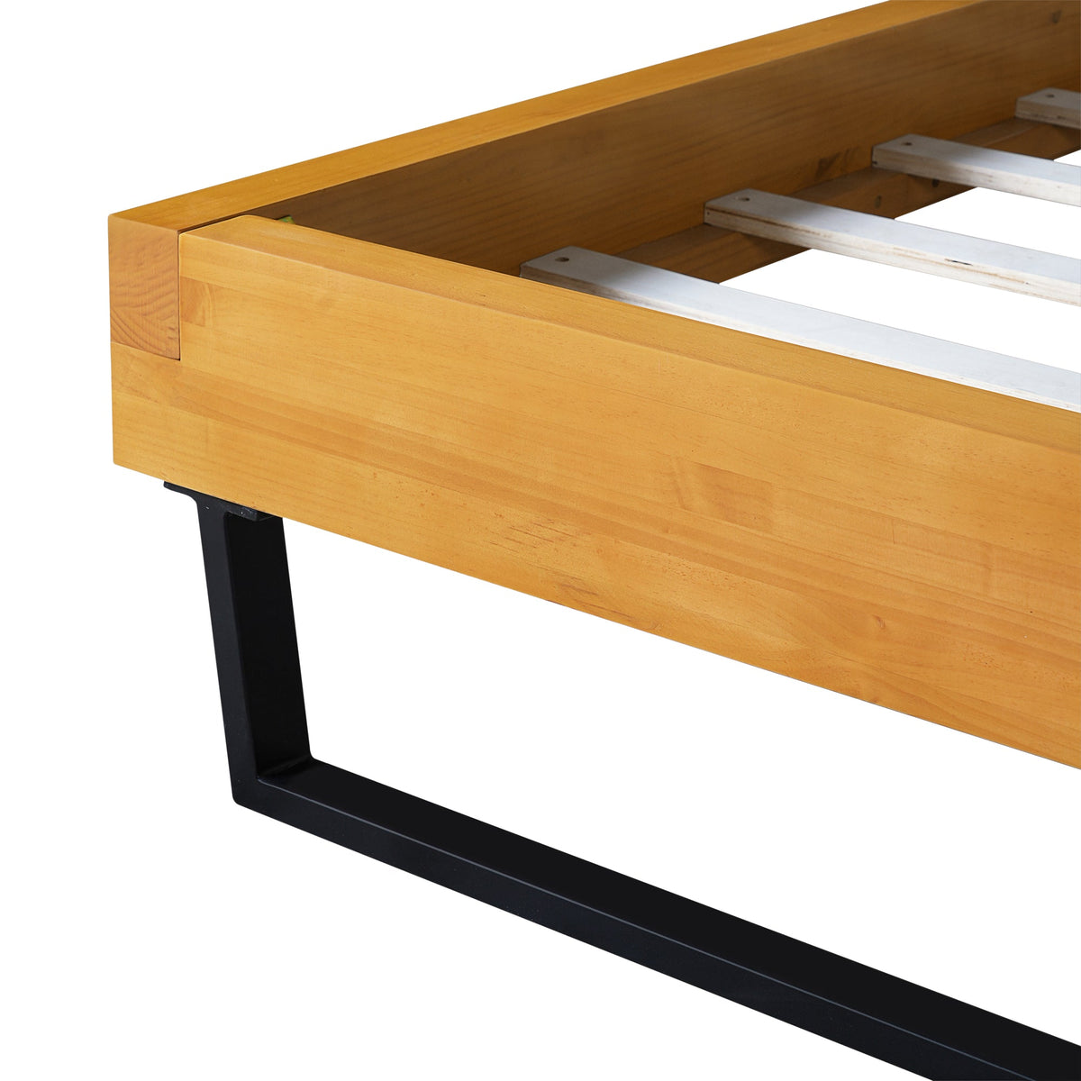 PINE WOOD BED FRAME KING SIZE,NATURAL & BLACK COLOR